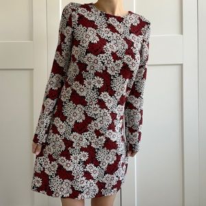NWT Zara floral long sleeve shift dress XS